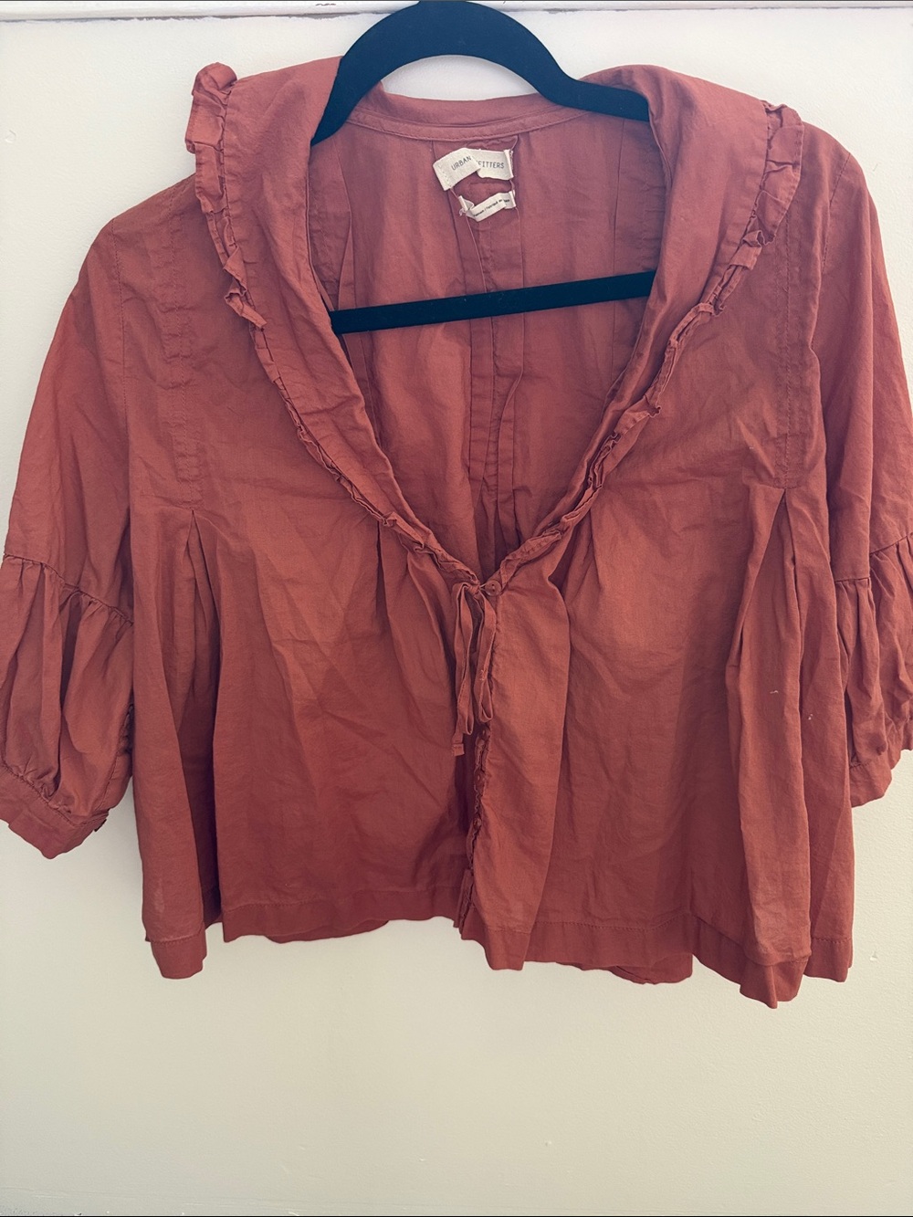 Urban Outfitters Rust Ruffle Tie-Front Blouse